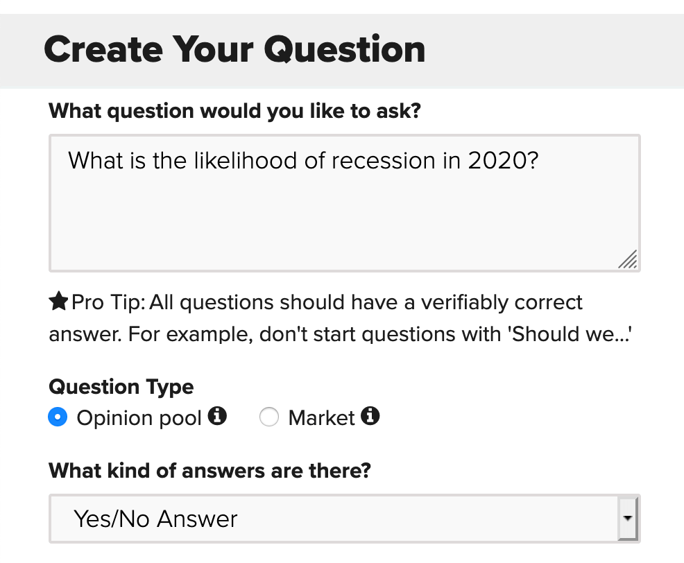 Image showing how to create a prediction question